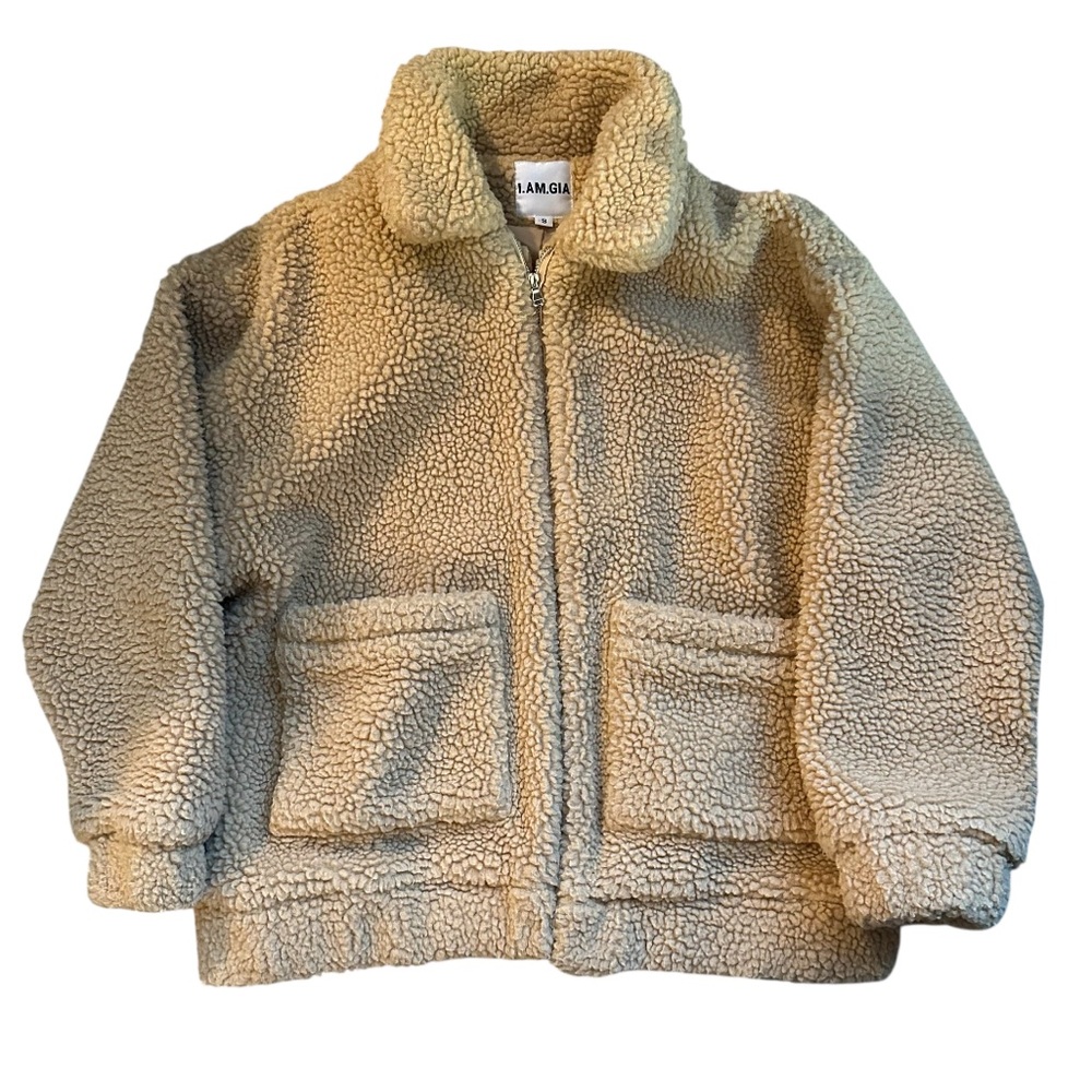 I.AM.GIA Beige Teddy Zip-Up Jacket